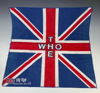Vintage The Who 1982 American Tour 21x21 Concert Bandana Flag Face Covering Vgc