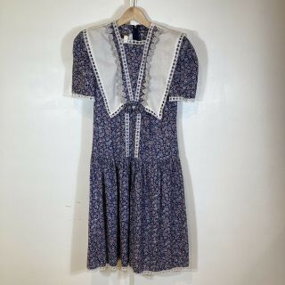 Vintage Gunne Sax By Jessica Mcclintock Short Sleeve Floral Prairie Dress Sz 14