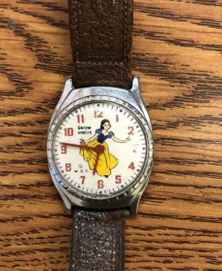 Vintage 1950`s Us Time Snow White Watch For Parts/repairs Only Walt Disney Rare