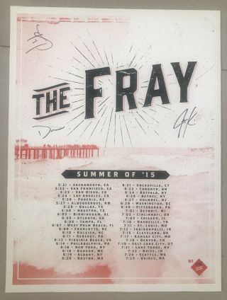 The Fray Autographed Summer 15 Tour Poster Limited Edition