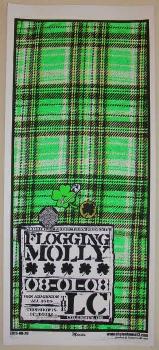 2008 Flogging Molly - Columbus Silkscreen Concert Poster S/n By Martin Plaid