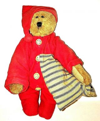 Boyds Bears Denton P Jodibear 92000 - 06 1999 9” Plush Red Long Pj’s Hat Pillow