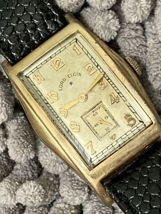 Old Wristwatch Lord Elgin 21 Jewels C 1937 10 K Gold Filled Case