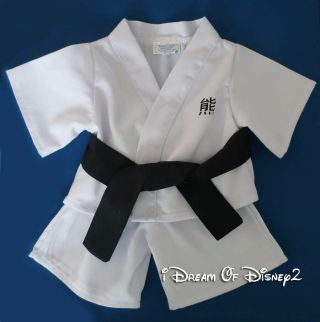 Build - A - Bear White Karate Shirt Pants Black Belt Jiu - Jitsu Uniform Teddy Clothes