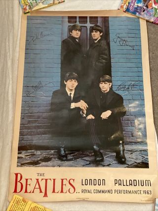 Vintage 1964 Nems The Beatles London Palladium Royal Command Performance Poster