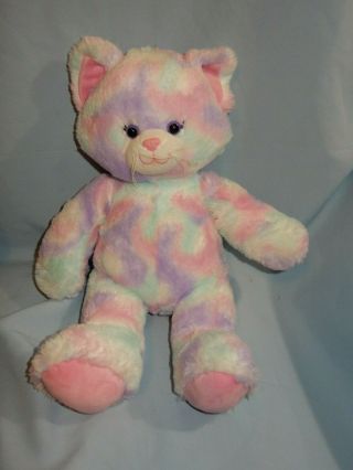 Build A Bear Pastel Swirl Pink Purple White Cat Kitty 16 "