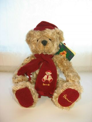 Harrods 1999 Christmas Teddy Bear Plush Toy Collectible With Tags 12 "