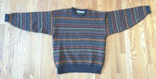 Vintage Ll Bean 100 Shetland Wool Crewneck Sweater Size Large Made In Scotland