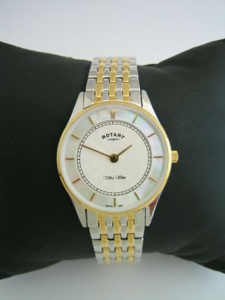 Rotary Womens Ultra Slim Watch Lb08301/41 Gold Stainless Steel Bracelet
