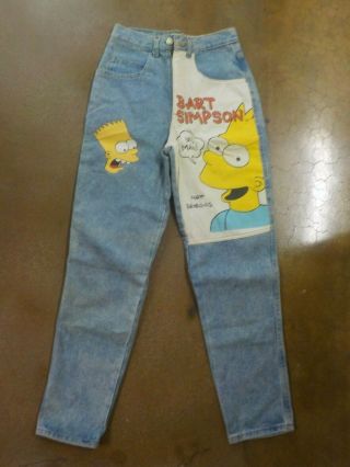 N Rare Vintage 1990 Stickshift Clothing Bart Simpson Denim Jeans Pants Size 5/6