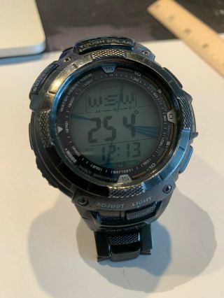 Casio Pro Trek Solar Triple Sensor 100m Black Titanium Watch Prg80yt