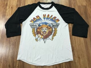 Medium - Vtg 1982 Van Halen Live Concert Tour Raglan 80s 50/50 T - Shirt