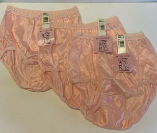 3 Pair Vtg Maidenform Wise Buys Pink Nylon Sheer Satin Silky Full Brief Panties