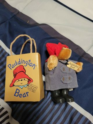 Vintage 1987 Paddington Bear 5 " Plush Figure With Eden Gift Bag Toy Red Hat