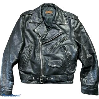 Vintage Street Steel Police Leather Motorcycle Jacket Size 40