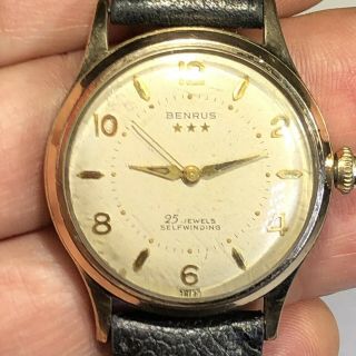 Vintage Benrus Wrist Watch 3 Star 7155 Swiss 25 Jewel Self Winding A34