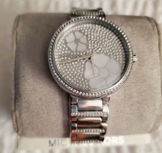 Michael Kors Courtney Pave Glitz Flower Silver Stainless Steel Watch Mk3835