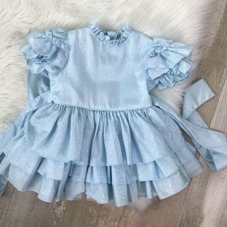 Vintage Martha ' s Miniatures Light Blue Ruffle Full Circle Pageant Party Dress 3T 2