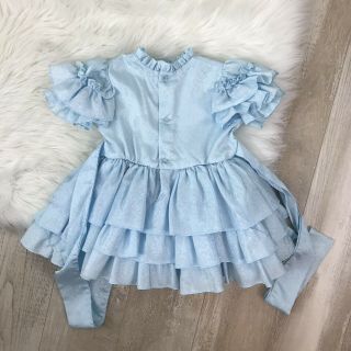 Vintage Martha ' s Miniatures Light Blue Ruffle Full Circle Pageant Party Dress 3T 3