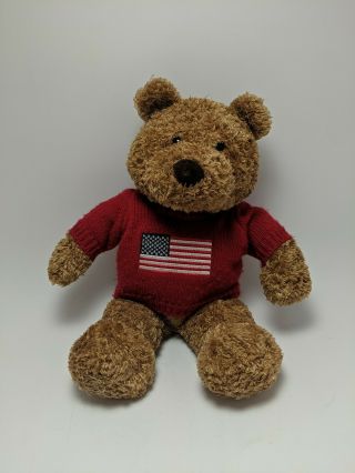 Saks Younkers Teddy Bear 12 " Red Flag Sweater Soft Toy Plush Stuffed Usa 2001