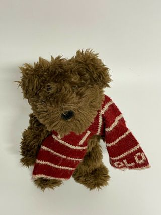 Ralph Lauren Polo Vintage 2003 Plush Teddy Bear With Red Striped Scarf - Brown