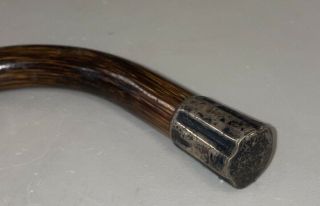 Antique Hand Carved Sterling Silver Tip Handle Wood Cane Walking Stick 35”