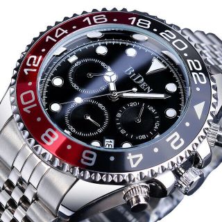 Biden Herren Armbanduhr Luxus Chronograph Quartz Uhr Mit Edelstahl Armband Datum