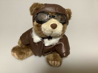 Aviator Pilot Teddy Bear With Goggles And Bomber Jacket