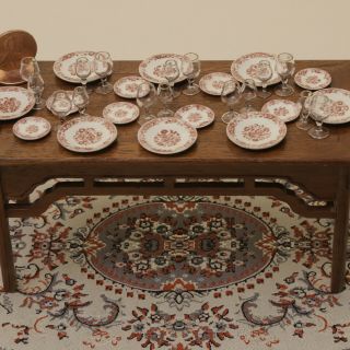 Jean Tag Brown & White Porcelain Dining Set - Miniature Dollhouse - 1:12 Scale