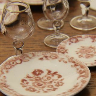 Jean Tag brown & white porcelain dining set - Miniature Dollhouse - 1:12 scale 2