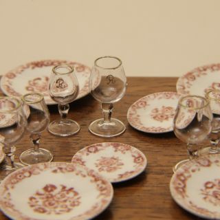 Jean Tag brown & white porcelain dining set - Miniature Dollhouse - 1:12 scale 5
