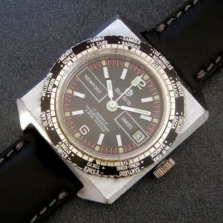Mens 1970 Vintage World Time Bezel Vintage 17j Swiss Made Divers Date Watch Nr