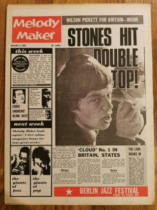 Melody Maker Newspaper November 6th 1965 Rolling Stones Mick Jagger Cover