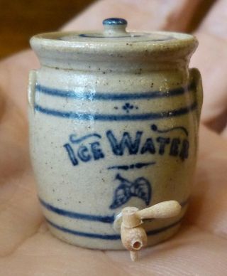 Igma Artisan Jane Graber Miniature Stoneware Rare Spigoted Ice Water Jug: 1:12