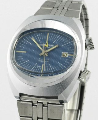 Vintage Memostar By Sicura Watch Co Alarm Date Swiss Mens Wrist Watch