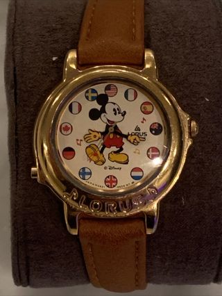 Vtg 80s Lorus - Seiko Mickey Mouse Disney Melody Watch A Small World V421 - 0020