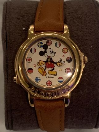Vtg 80s Lorus - Seiko Mickey Mouse Disney Melody Watch a Small World v421 - 0020 3