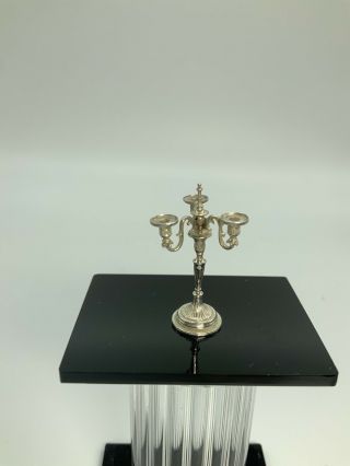 Miniature Artisan Signed Sterling Silver 3 Arm Candelabrum Pete Acquisto