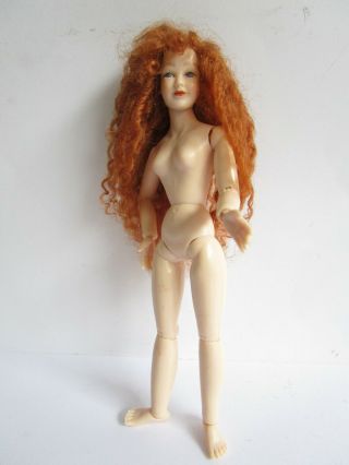 1:12 Scale Heidi Ott 5.  5 Inch Ball Jointed Dollhouse Lady Doll - Bright Red Hair