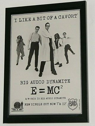 Big Audio Dynamite Framed A4 1986 `e = Mc` Single Band Promo Poster