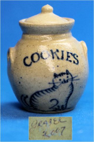Cookie Jar Stoneware By Jane Graber Artisan Dollhouse Miniature 1:12 Scale