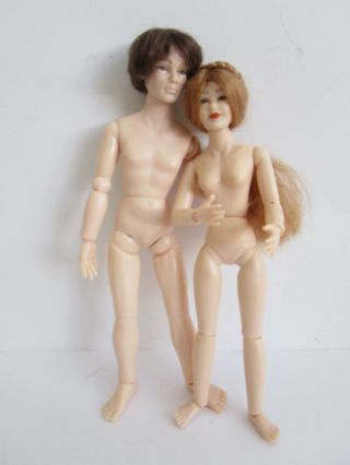 1:12 Scale Heidi Ott Doll Couple - 5.  5 And 6 Inch Ball Jointed Dollhouse Dolls