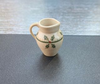 Igma Artisan Jane Graber Miniature Stoneware Holly Water Pitcher 1:12 Scale Rare