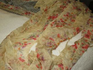 antique victorian dress parts fabric silk chiffon floral flowers rose scrap 2