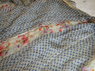 antique victorian dress parts fabric silk chiffon floral flowers rose scrap 3