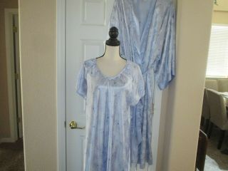 Vintage Inner Most Maxi Satin Robe & Nightgown 2 Piece Set Xl -