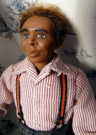 Artist Made 6 " Sculpted Black Man Doll 1:12 Dollhouse Miniature