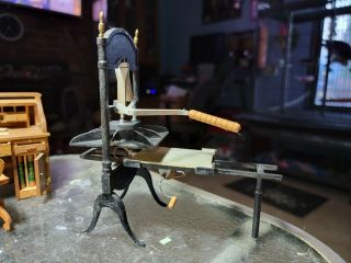 Vintage 1:12 Dollhouse Miniature Furniture Wooden Printing Press Unsigned