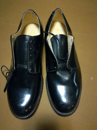 Vtg 1981 International Shoe Co Black Leather Oxford 11.  5w Shoes Military New/old