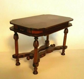 Vintage Dollhouse Miniature Library / Side Table by IGMA Artist Judith Shellhaas 3